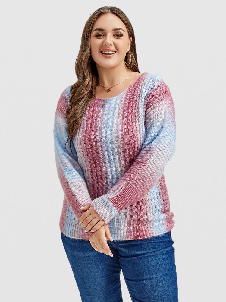 VIP Plus Gradient Round Neck Knit Sweaters