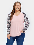 Contrast Leopard Raglan Sleeve Tee