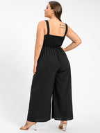 Plus Black Pocket Shirred Cami Jumpsuit