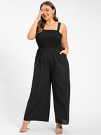 Plus Black Pocket Shirred Cami Jumpsuit