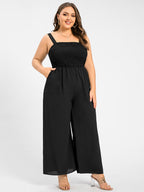 Plus Black Pocket Shirred Cami Jumpsuit