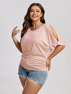VIP Plus Plain Ruched Cut Out Tee