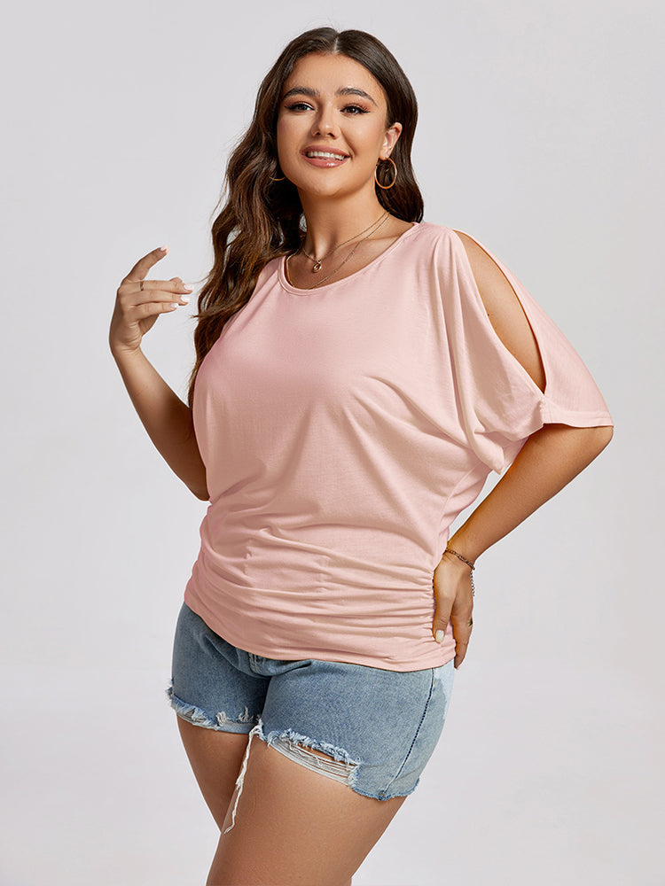 VIP Plus Plain Ruched Cut Out Tee