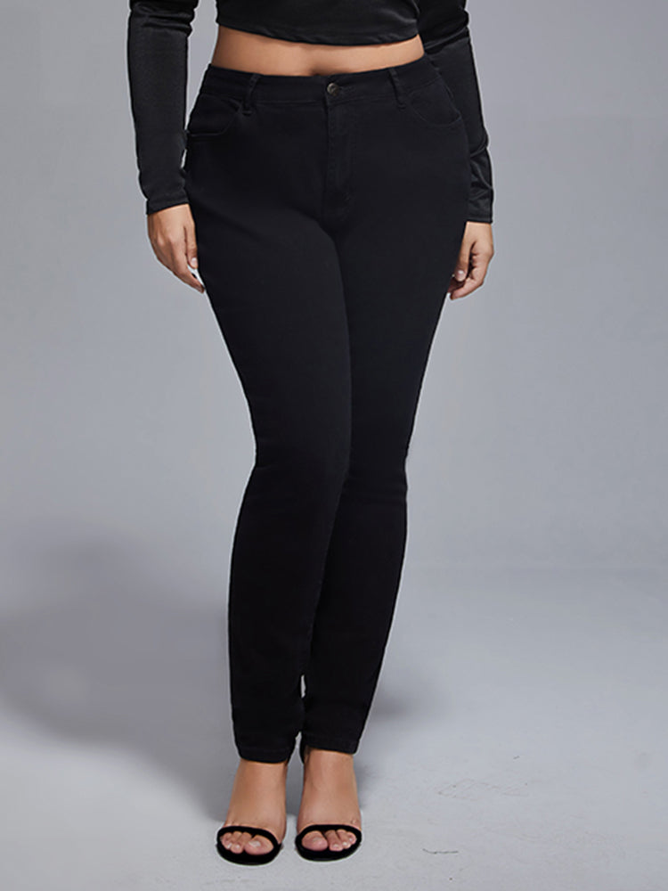 Plus Stretchy High Waist Wash Skinny Jeans