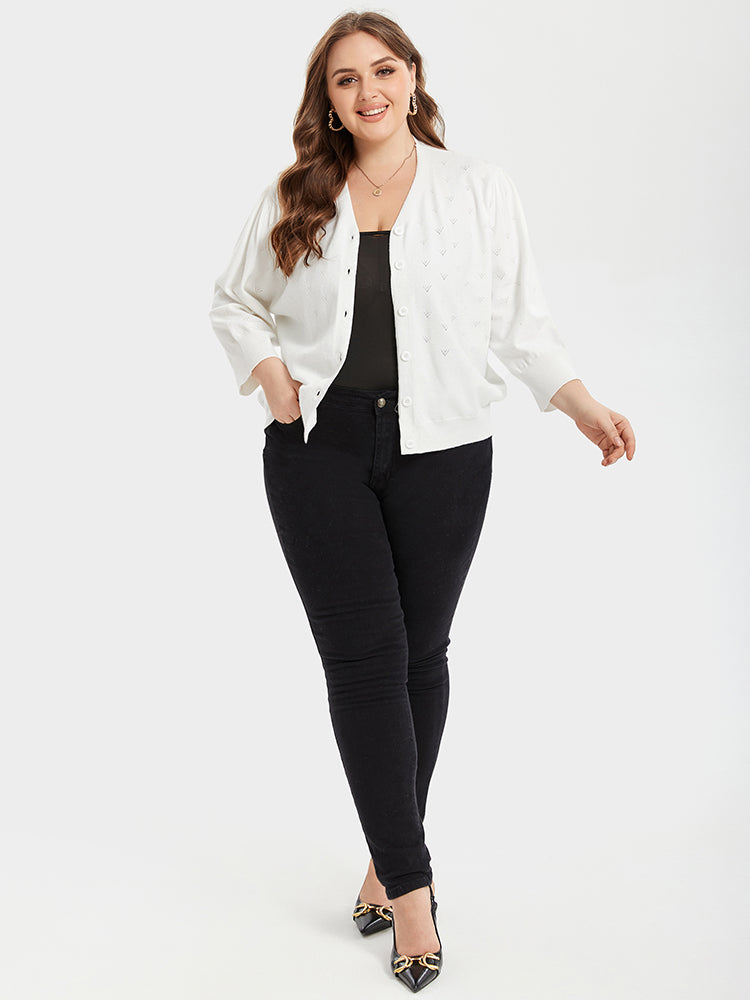 VIP Pointelle Knit Button Front Cardigan