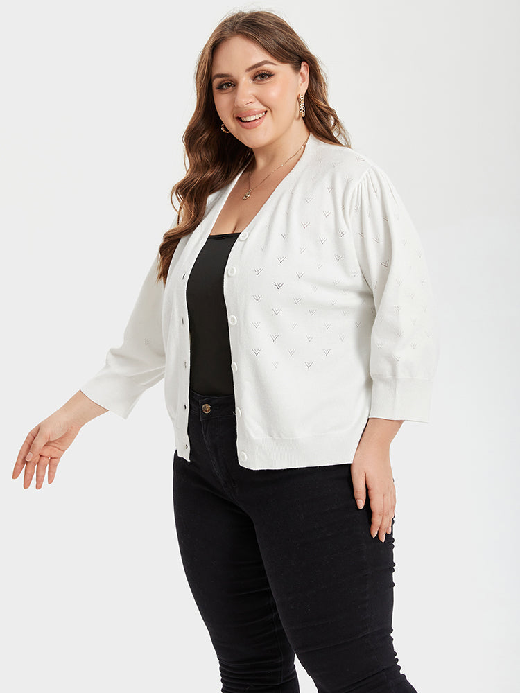 VIP Pointelle Knit Button Front Cardigan