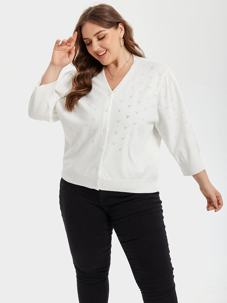VIP Pointelle Knit Button Front Cardigan