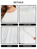 Solid Peplum Hem Elastic Waist Tee