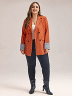VIP Plaid Cuff Double Breasted Dual Pocket Blazer