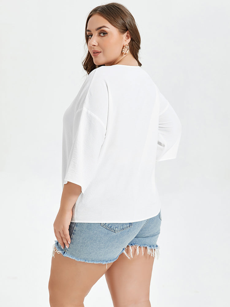 VIP Solid V-Neck Studded Detail Tee