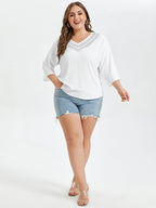VIP Solid V-Neck Studded Detail Tee