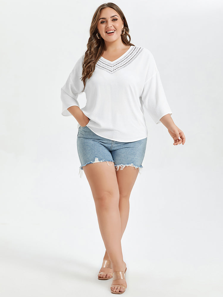 VIP Solid V-Neck Studded Detail Tee