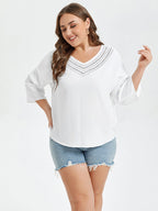 VIP Solid V-Neck Studded Detail Tee