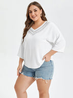 VIP Solid V-Neck Studded Detail Tee