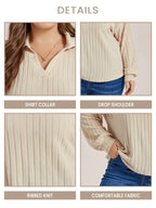 VIP Solid Drop Shoulder Ribbed Knit Tee