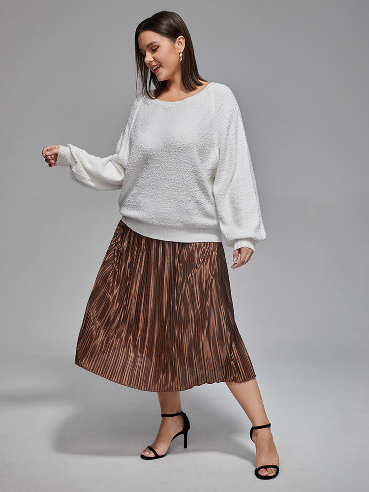 VIP Plus Elastic Waist Pleated Midi Skirt