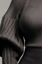 Plus Size Business Casual Grey Mock Neck Long Sleeve Casual Crochet Sweaters