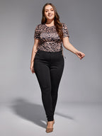 Plus Black Zipper Elastic Waist Skinny Pants