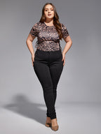 Plus Black Zipper Elastic Waist Skinny Pants