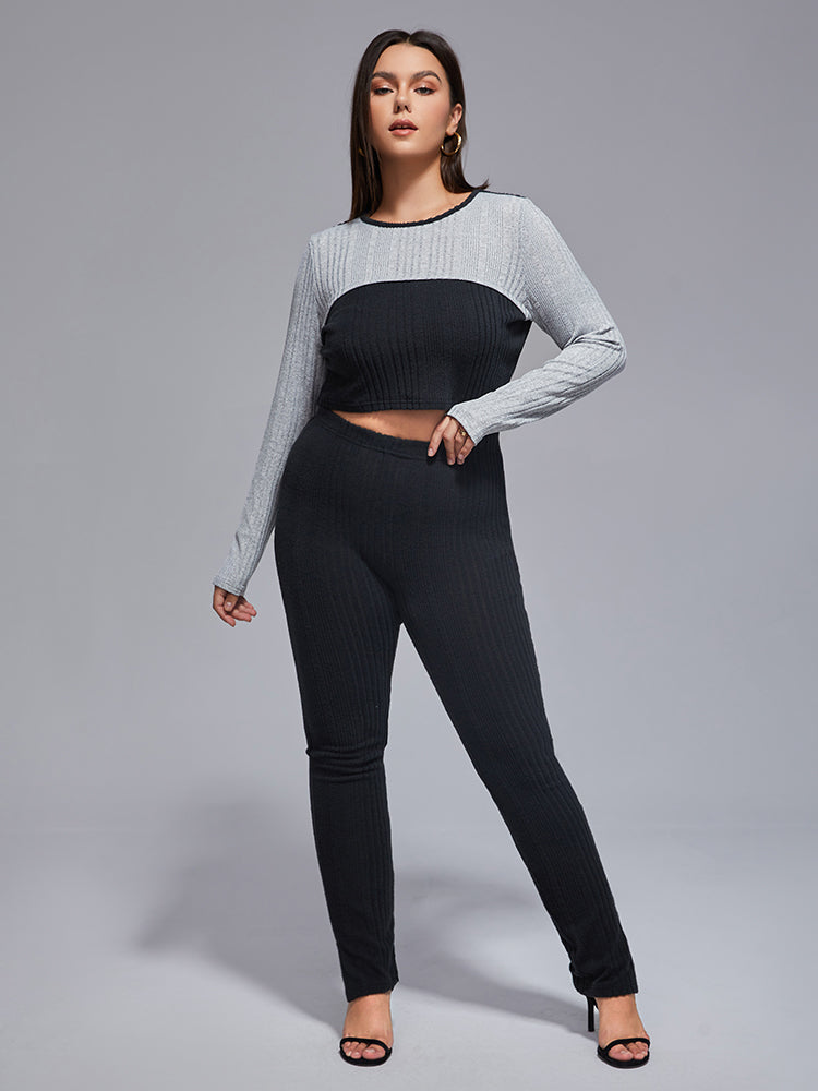 VIP Plus Elastic Waist Striped Skinny Leggings