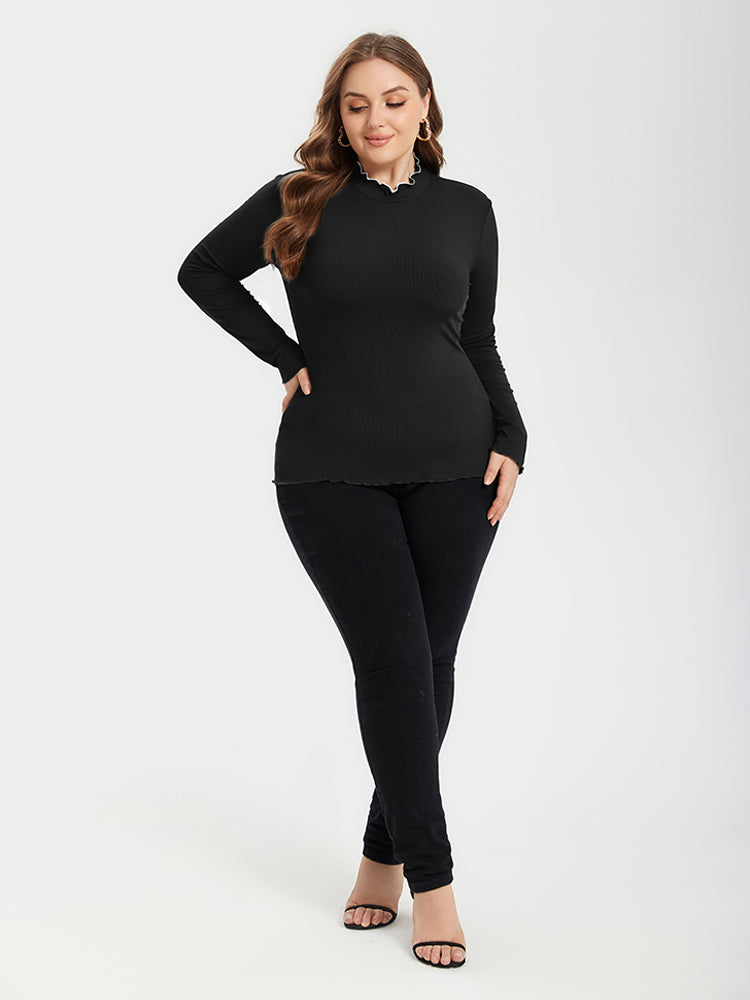 Contrast Trim Round Neck Sweater