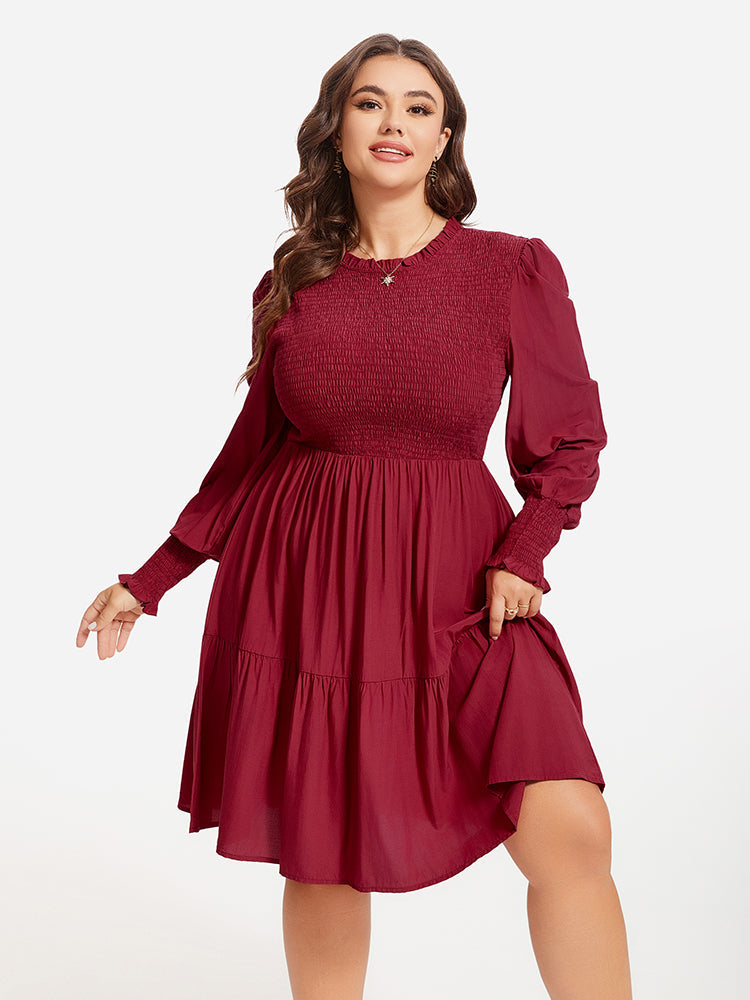 VIP Flounce Sleeve Ruffle Hem Dress