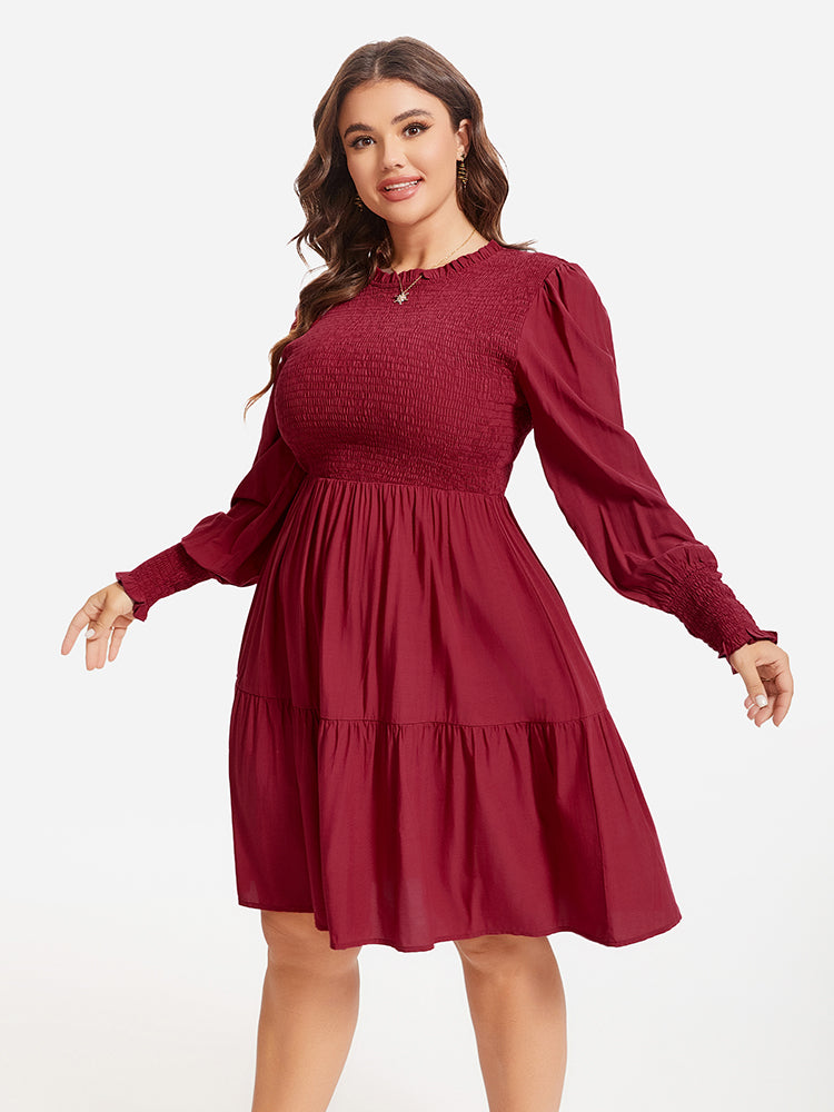 VIP Flounce Sleeve Ruffle Hem Dress