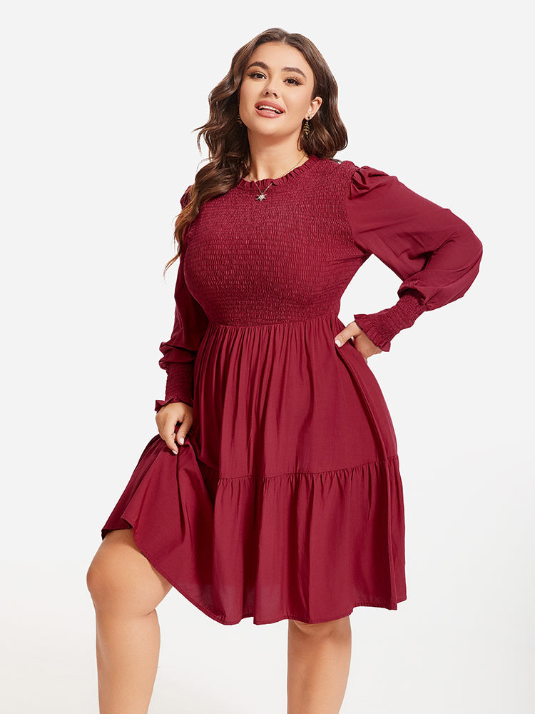 VIP Flounce Sleeve Ruffle Hem Dress