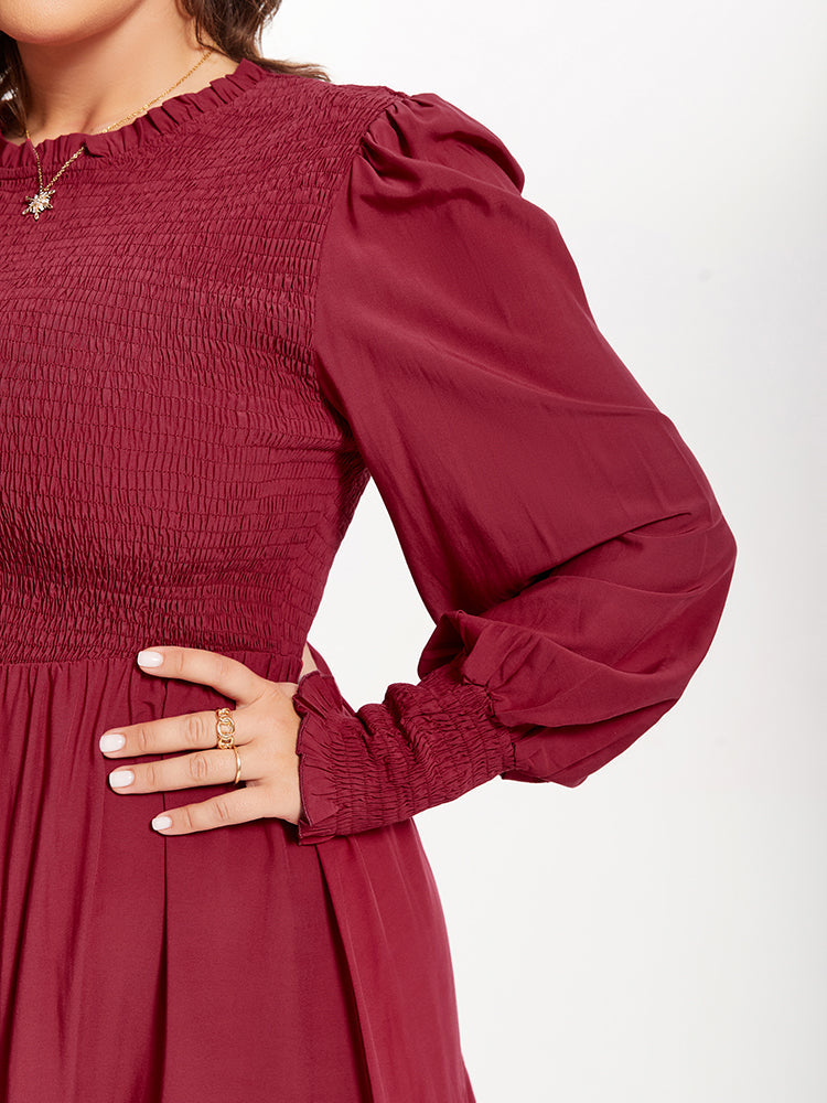 VIP Flounce Sleeve Ruffle Hem Dress