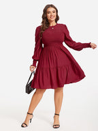VIP Flounce Sleeve Ruffle Hem Dress