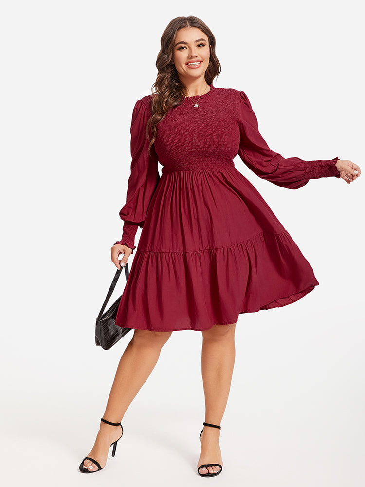 VIP Flounce Sleeve Ruffle Hem Dress