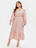 Polka Dot Print Ruffle Hem Maxi Dress