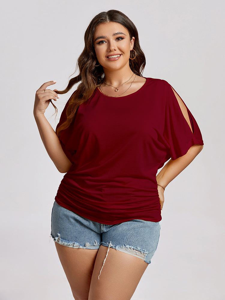 VIP Plus Plain Ruched Cut Out Tee