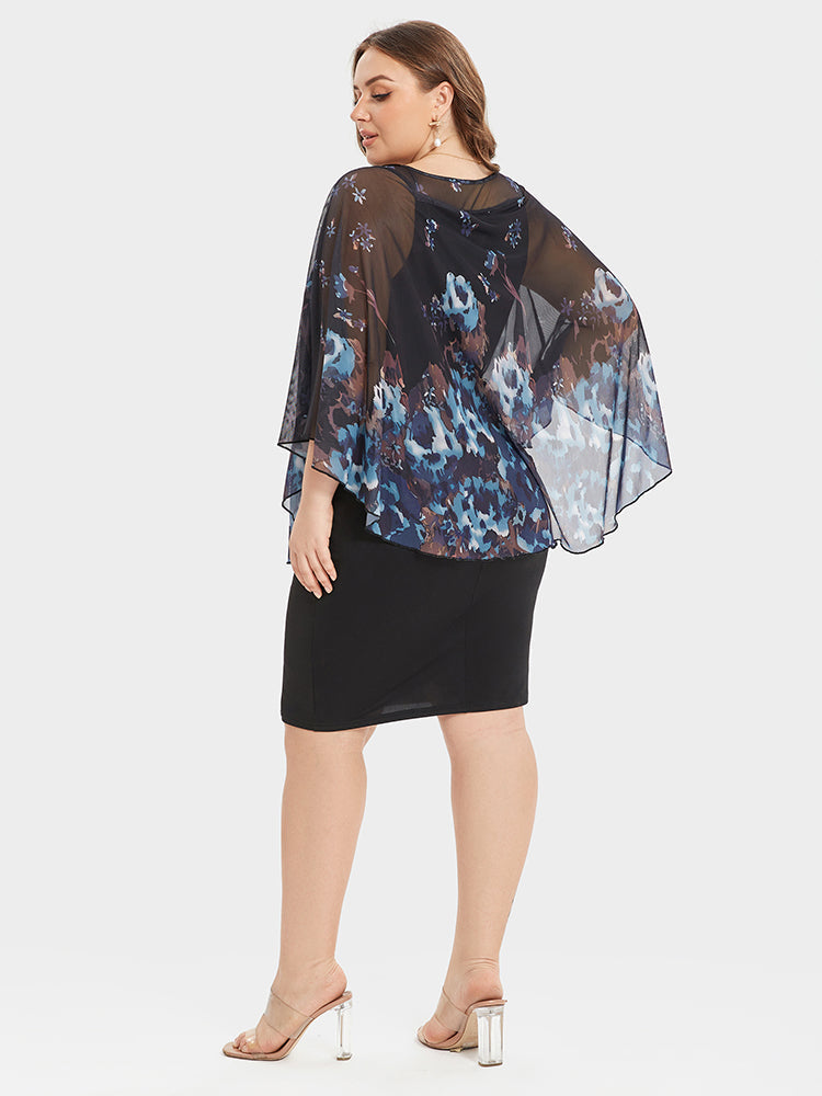 VIP Floral Print Mesh Top & Cami Dress