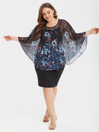 VIP Floral Print Mesh Top & Cami Dress