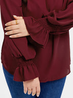 VIP V-Neck Flounce Sleeve Blouse