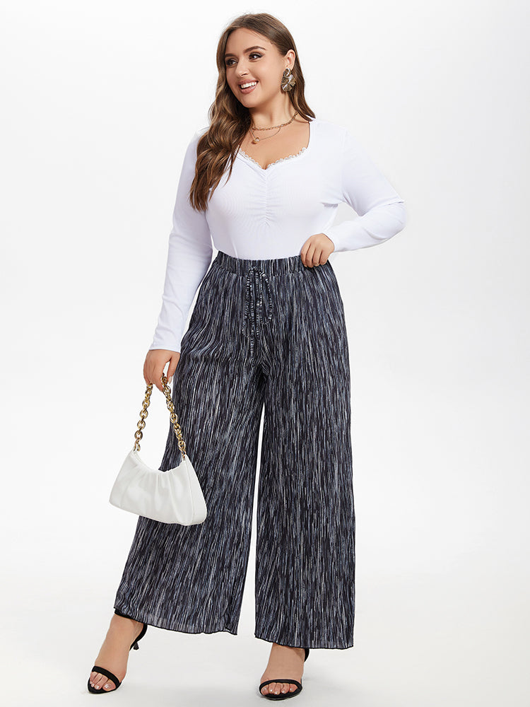 Drawstring Waist Wide Leg Pants