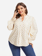 Feather Print Flounce Sleeve Blouse