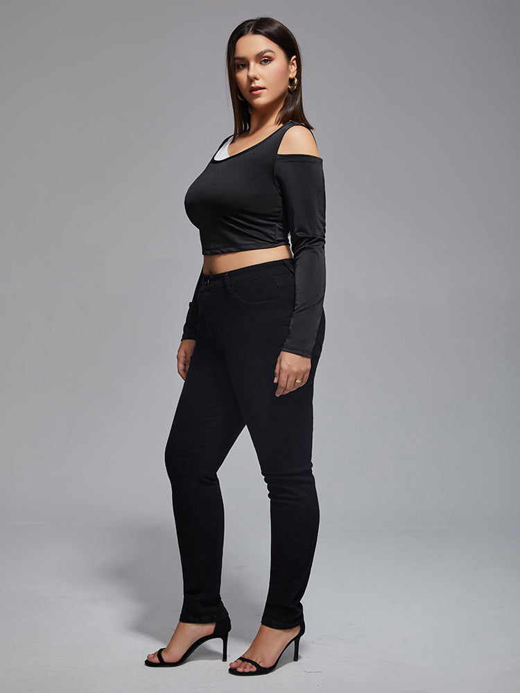 Plus Stretchy High Waist Wash Skinny Jeans