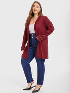 Solid Button Detail Open Front Tunic Coat