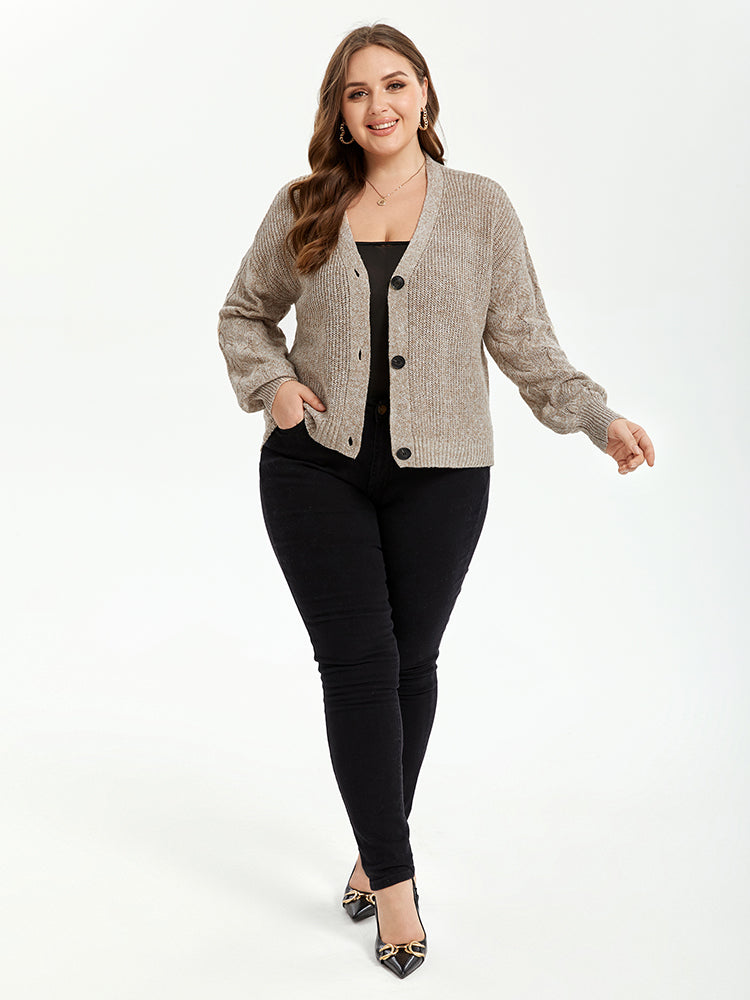Button Front Drop Shoulder Open Front Cardigan