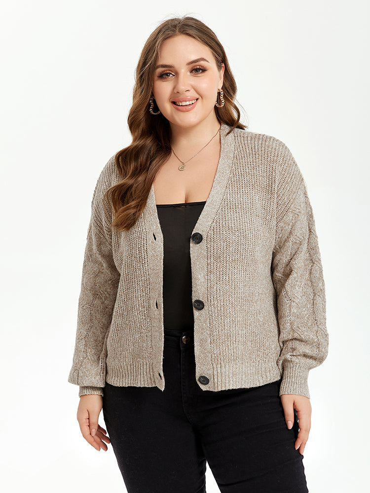 Button Front Drop Shoulder Open Front Cardigan