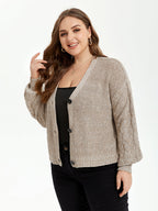 Button Front Drop Shoulder Open Front Cardigan