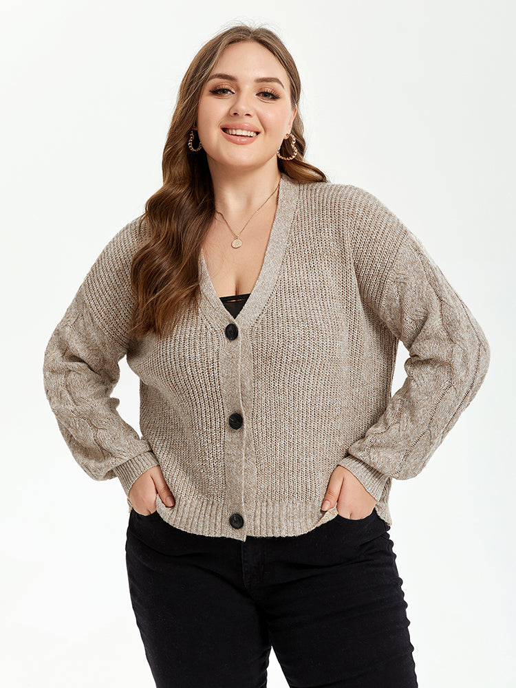 Button Front Drop Shoulder Open Front Cardigan