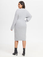 VIP Solid Cable Knit Midi Sweater Dress