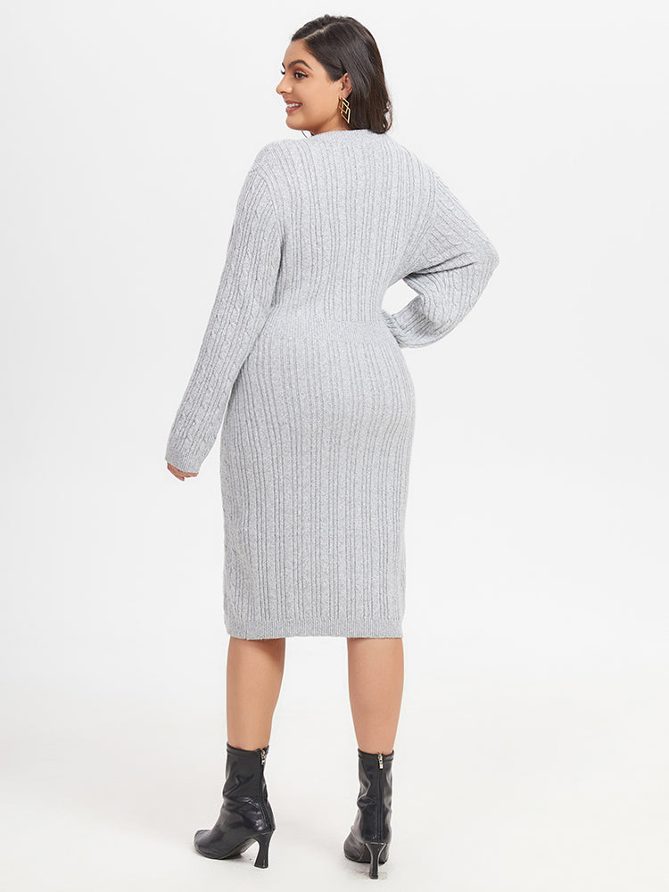 VIP Solid Cable Knit Midi Sweater Dress
