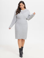 VIP Solid Cable Knit Midi Sweater Dress