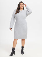 VIP Solid Cable Knit Midi Sweater Dress