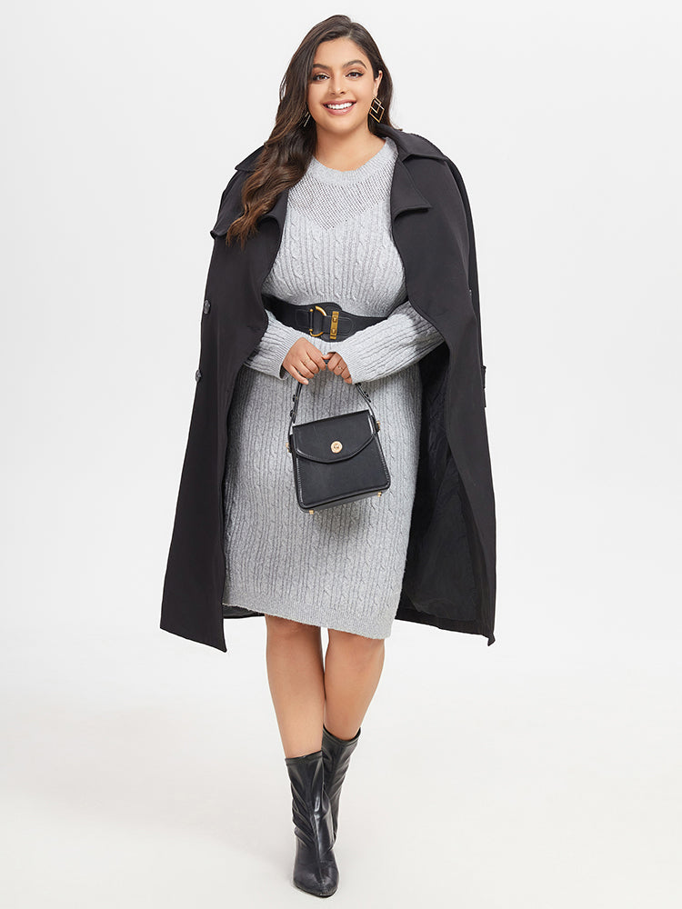 VIP Solid Cable Knit Midi Sweater Dress