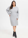 VIP Solid Cable Knit Midi Sweater Dress